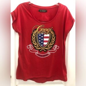 COOGI Live Sexy womens T-Shirt red 1X short sleeve custom back graphic print Y2k